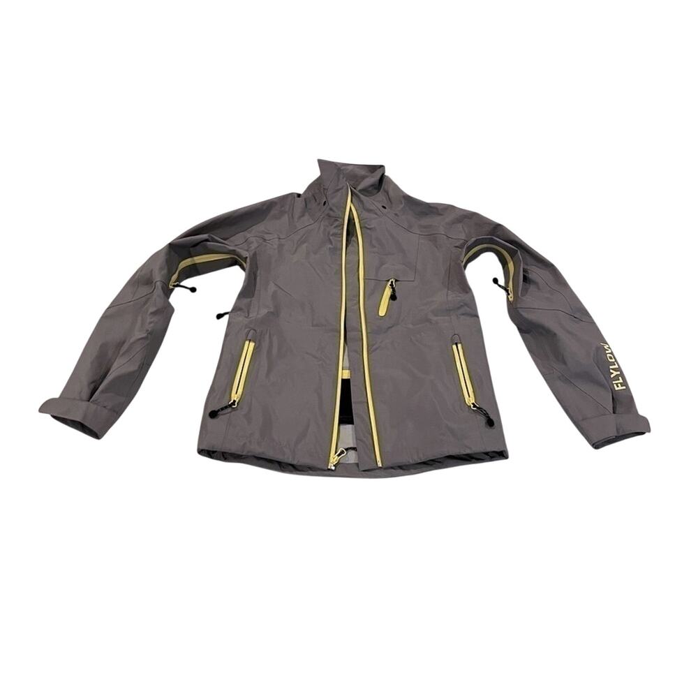 FlyLow Softshell jacket grey and neon green women’s ski coat